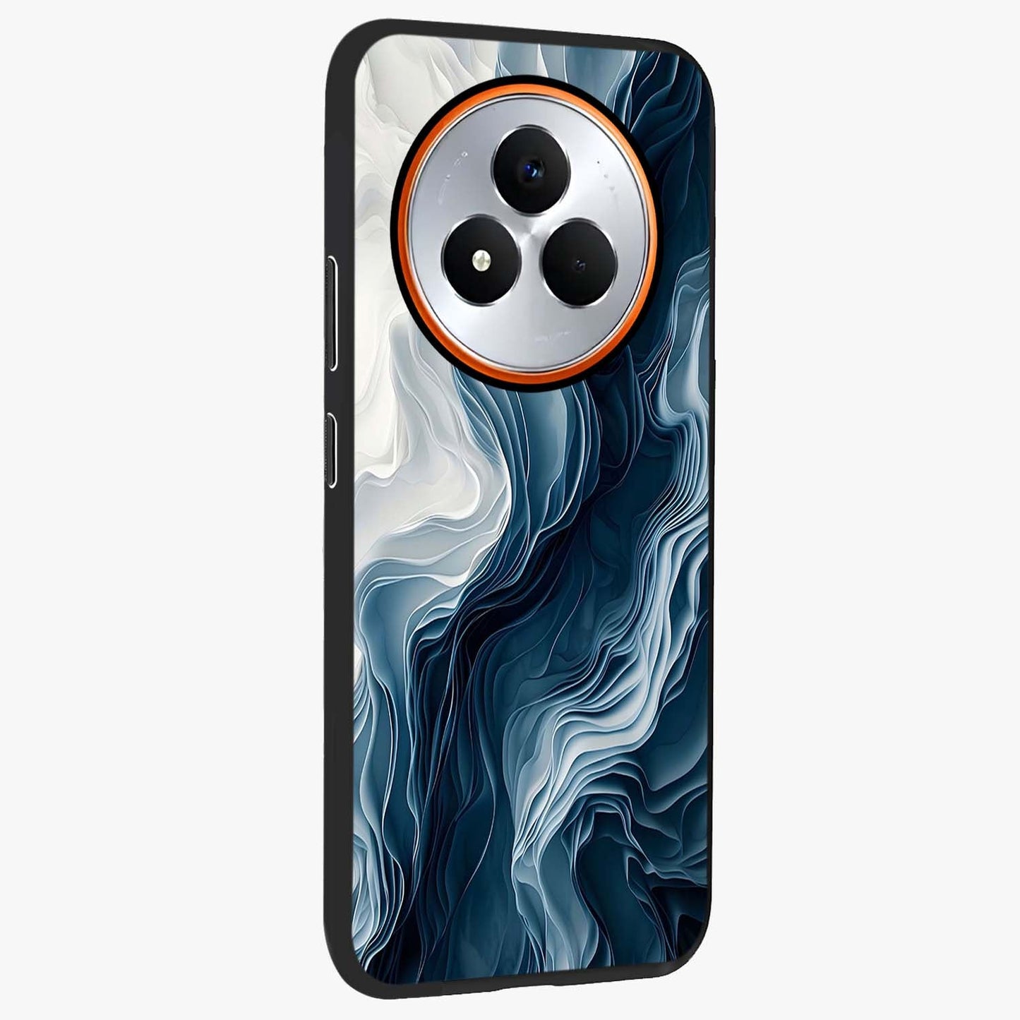 Ethereal Paper Marble Glass Case upright view showcasing smooth marble artwork with refined minimalist theme.