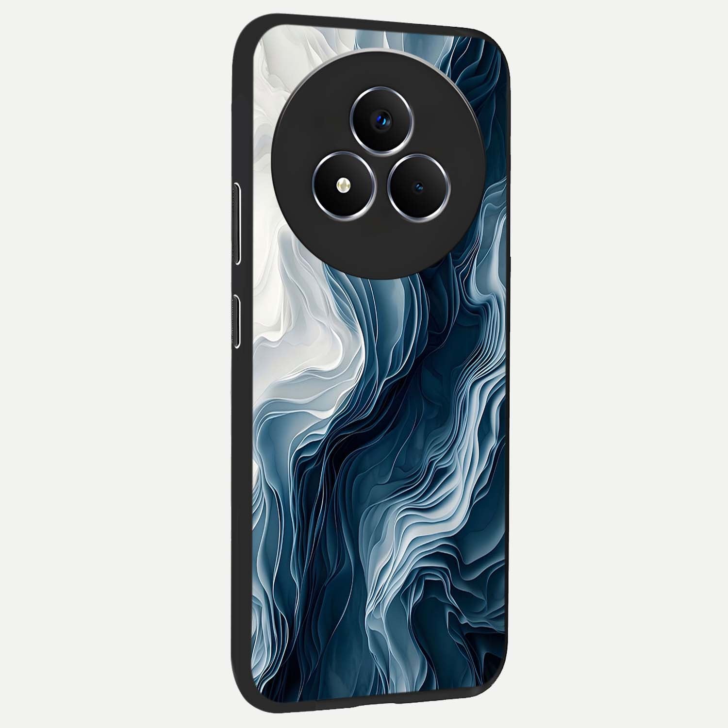 Ethereal Paper Marble Glass Case upright view showcasing smooth marble artwork with refined minimalist theme.