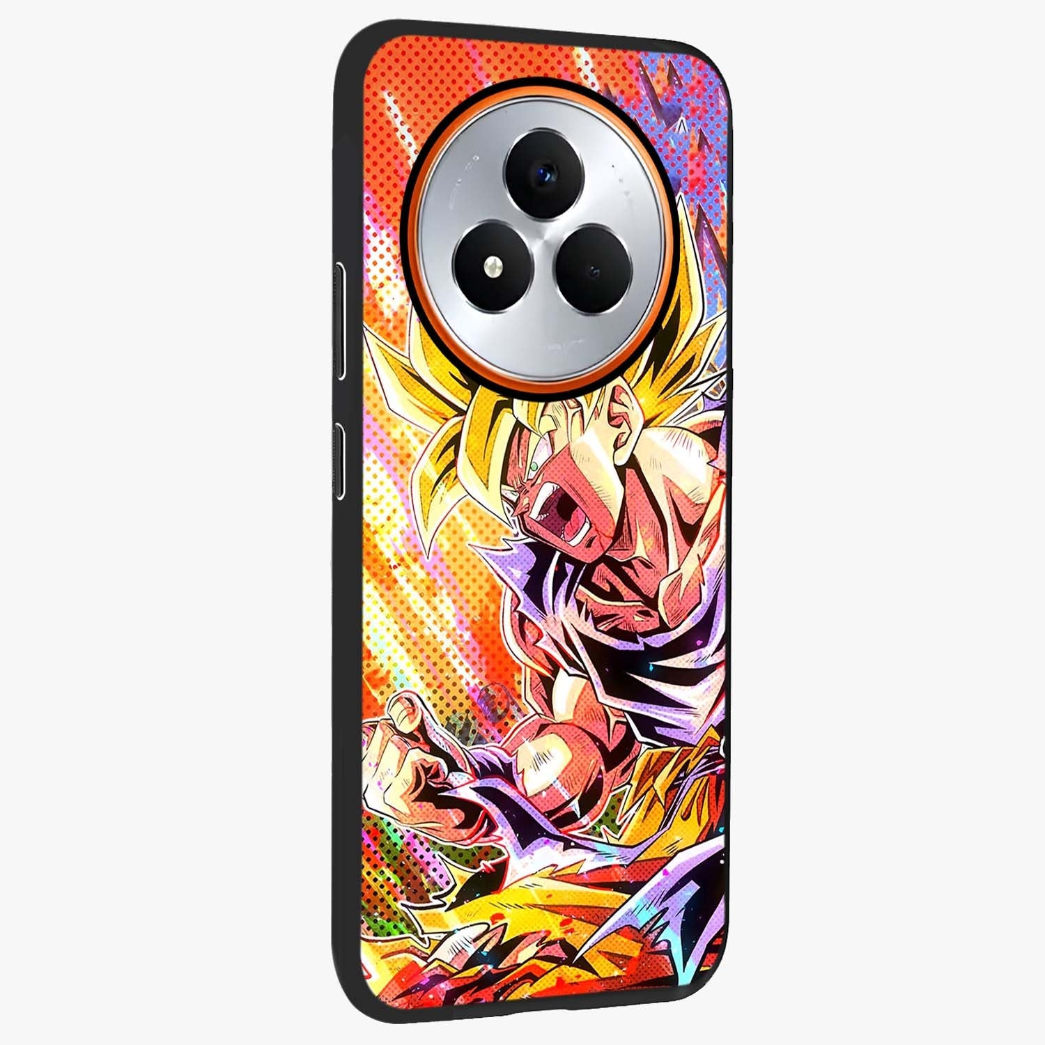 Firing Goku Glass Case upright view showcasing energetic anime artwork with bold warrior theme.