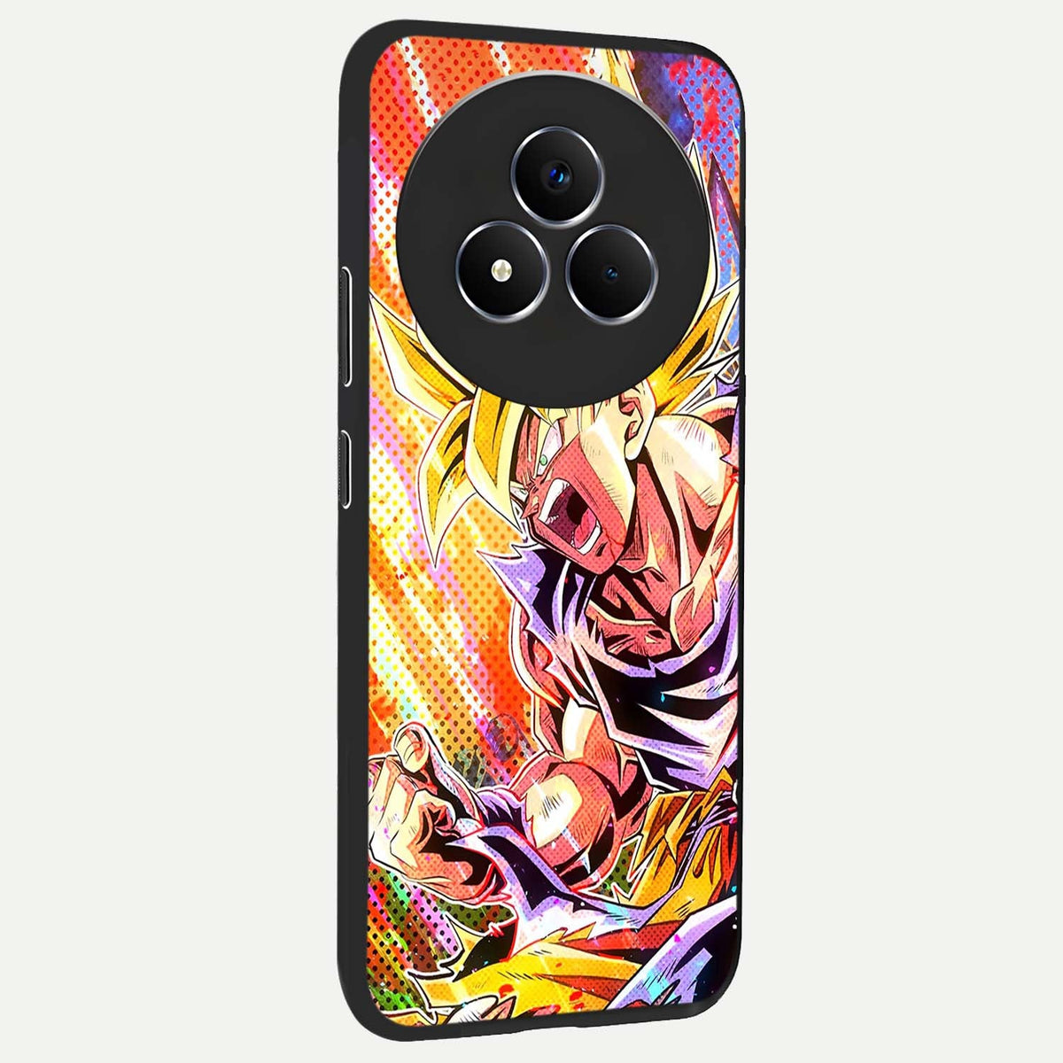 Firing Goku Glass Case upright view showcasing energetic anime artwork with bold warrior theme.