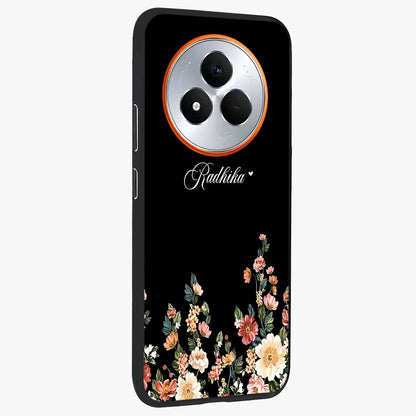 Floral Design With a Custom Personalized Name Glass Case upright view showcasing delicate floral artwork with personalized aesthetic style.