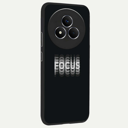 Focus Mode On Glass Case upright view showcasing strong typography statement with sleek motivational theme.