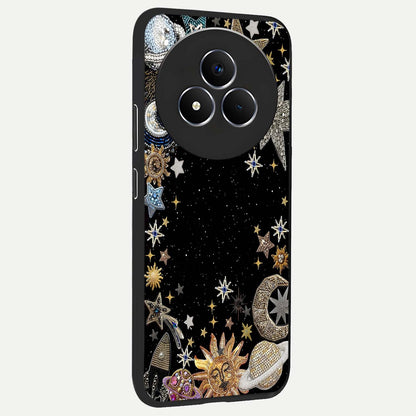 Galactic Jewel Stars Glass Case upright view showcasing glittering star jewel artwork with vibrant galaxy theme.