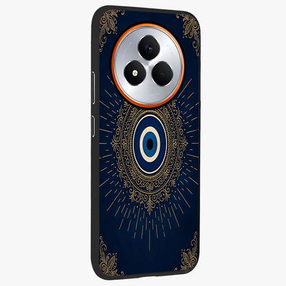 Golden Celestial Charm Glass Case upright view showcasing radiant celestial artwork with elegant golden theme.
