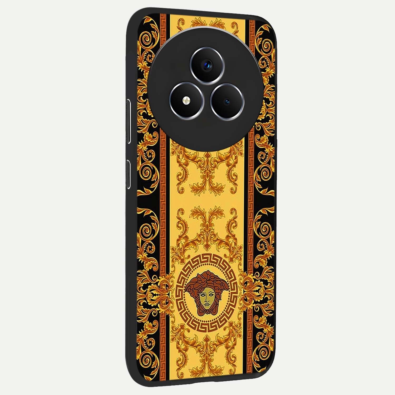 Golden Royal Heritage Glass Case upright view showcasing elegant royal artwork with classic heritage theme.