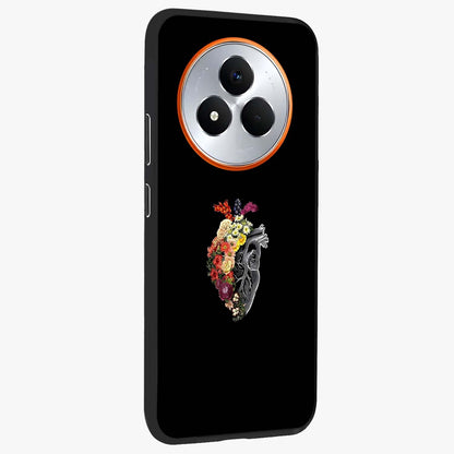 Heart With Flowers Glass Case upright view showcasing decorative heart and floral artwork with sweet romantic theme.