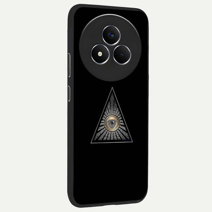 Illuminati Evil Glass Case upright view showcasing striking illuminati artwork with mysterious symbolic theme.