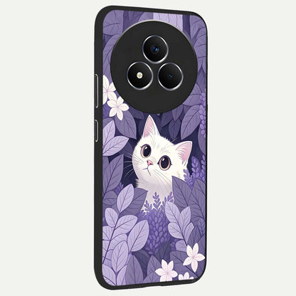Lilac Hide Peek Cat Glass Case upright view showcasing charming cat artwork with adorable peek theme.