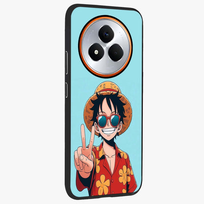 Luffy Summer Anime Vibe Glass Case upright view showcasing dynamic anime artwork with bright adventurous theme.