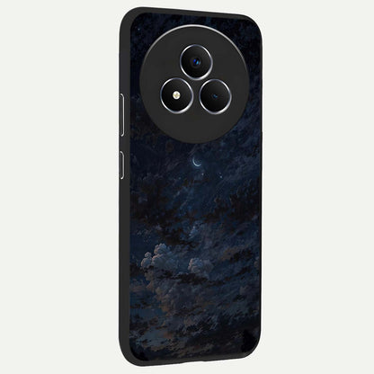 Lunar Veil Silence Glass Case upright view showcasing calm moon themed artwork with serene night atmosphere.