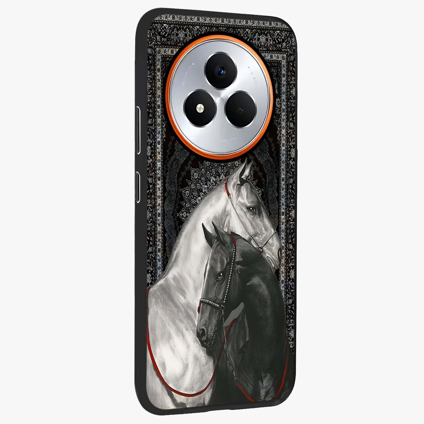 Majestic Ride Legacy Glass Case upright view showcasing dynamic ride inspired artwork with modern automotive theme.