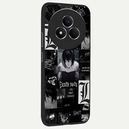 Midnight Chaos Mind Glass Case upright view showcasing expressive abstract artwork with bold dark theme.