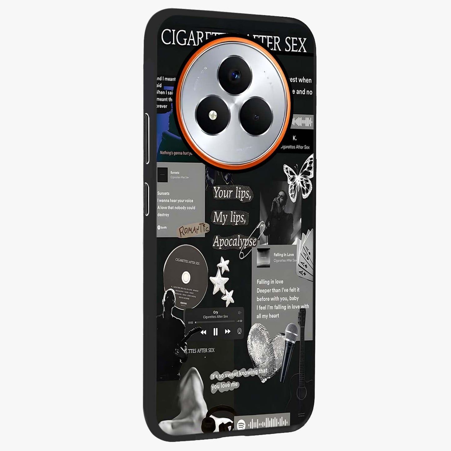 Midnight Love Echo Glass Case upright view showcasing expressive romantic artwork with dreamy midnight theme.