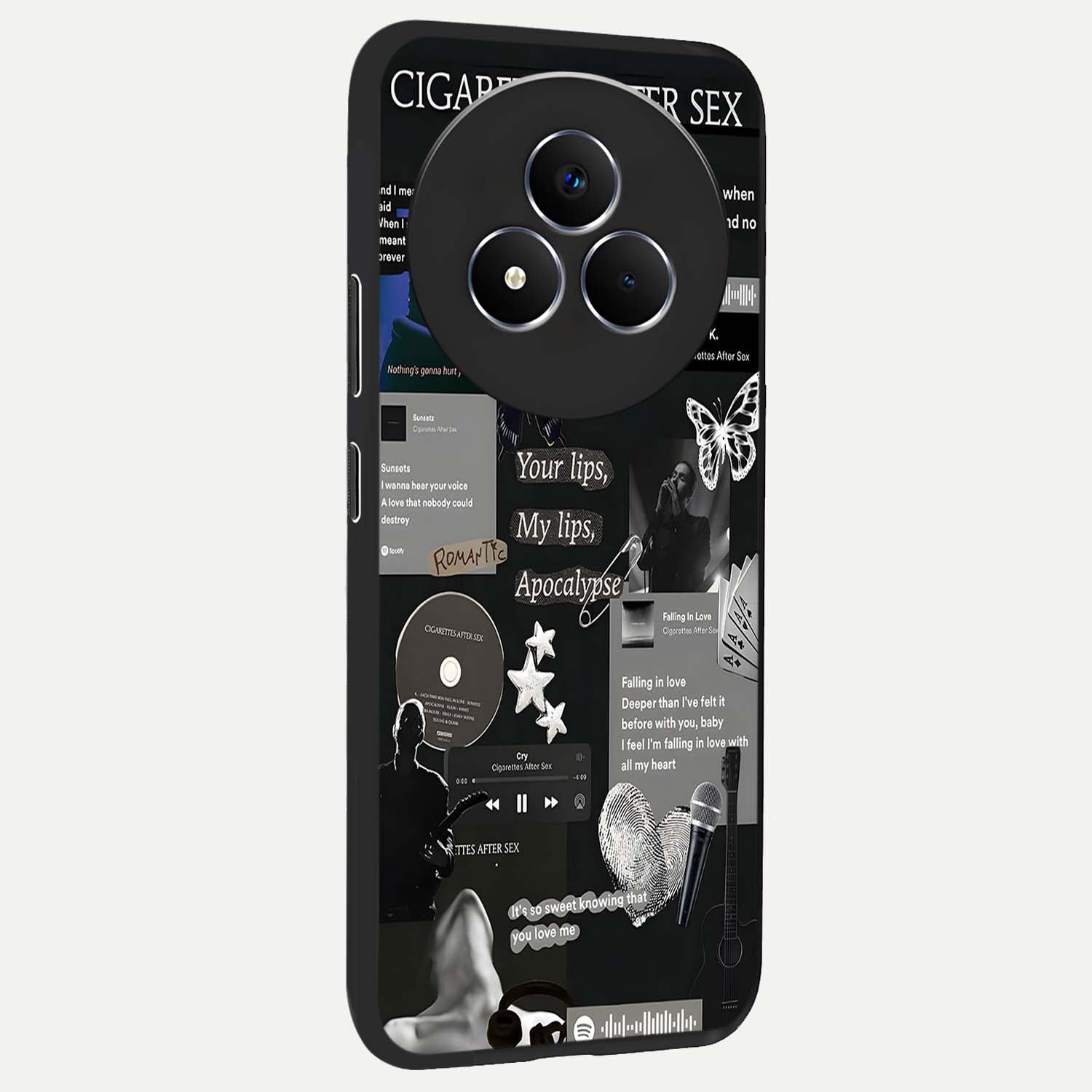 Midnight Love Echo Glass Case upright view showcasing expressive romantic artwork with dreamy midnight theme.