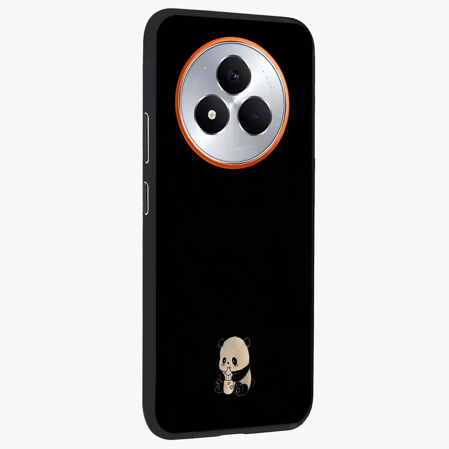 Midnight Panda Love Glass Case upright view showcasing charming panda artwork with playful romantic theme.