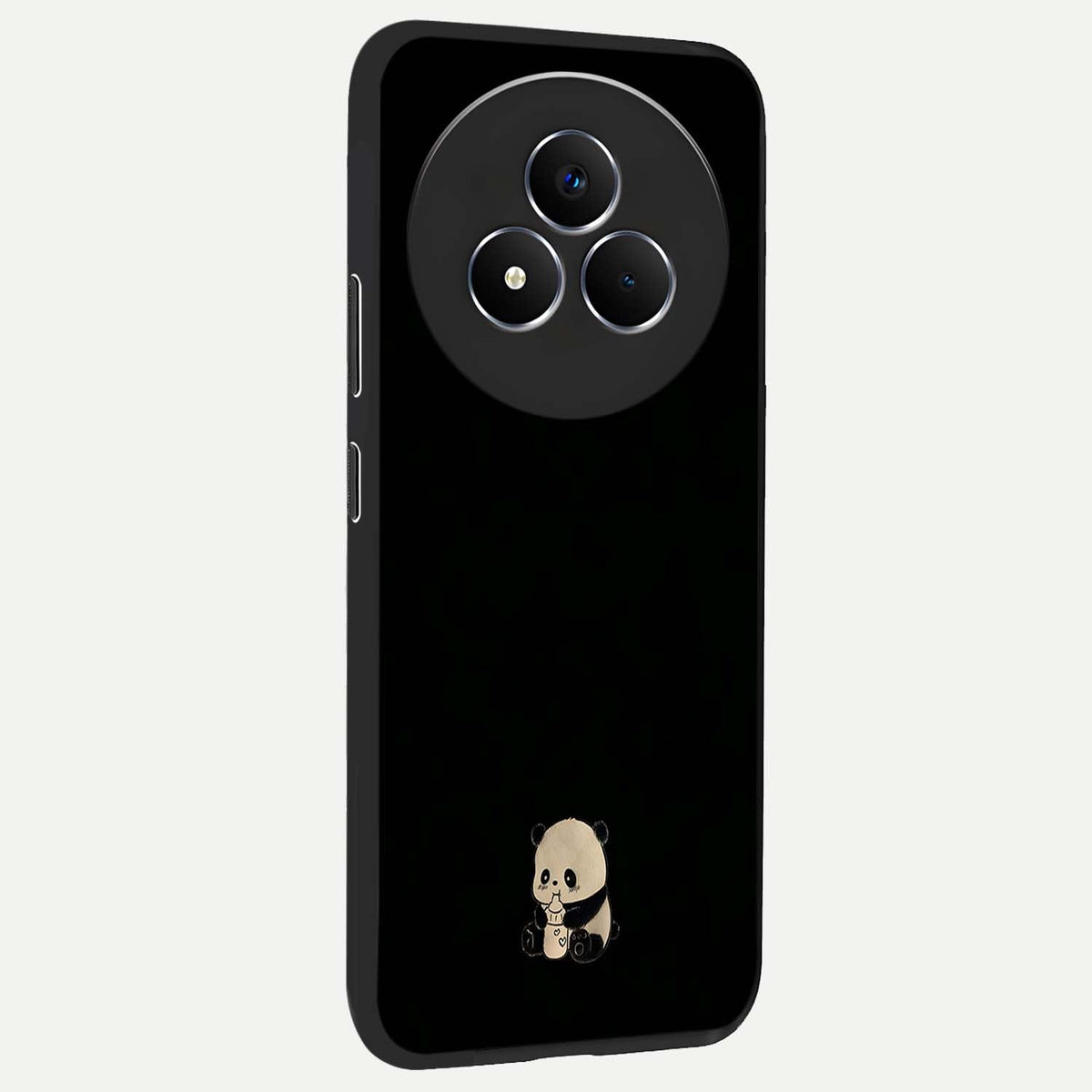 Midnight Panda Love Glass Case upright view showcasing charming panda artwork with playful romantic theme.