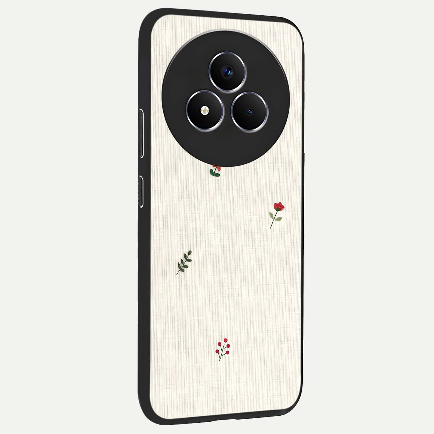 Minimalistic Blue With White Flower Pattern Glass Case upright view showcasing clean white flower artwork with calming blue theme.