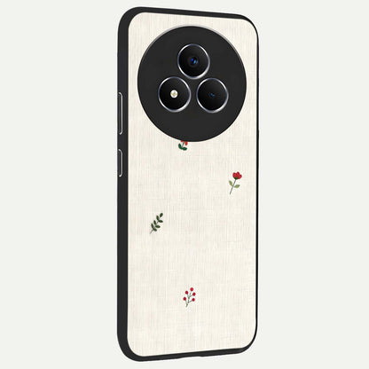 Minimalistic Blue With White Flower Pattern Glass Case upright view showcasing clean white flower artwork with calming blue theme.