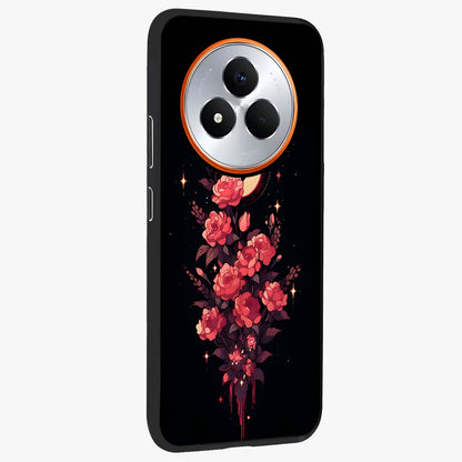 Moonlit Floral Elegance Glass Case upright view showcasing delicate floral artwork with refined night inspired theme.