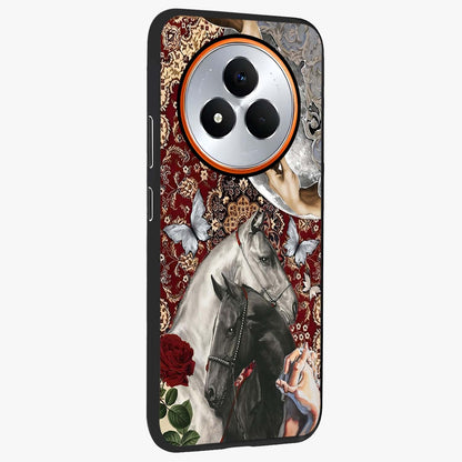Moonlit Royal Stallion Glass Case upright view showcasing dramatic horse artwork with glowing moon themed design.