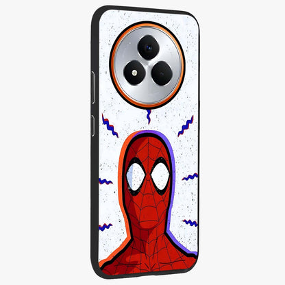 Omg Spiderman Glass Case upright view showcasing energetic superhero artwork with vibrant comic theme.