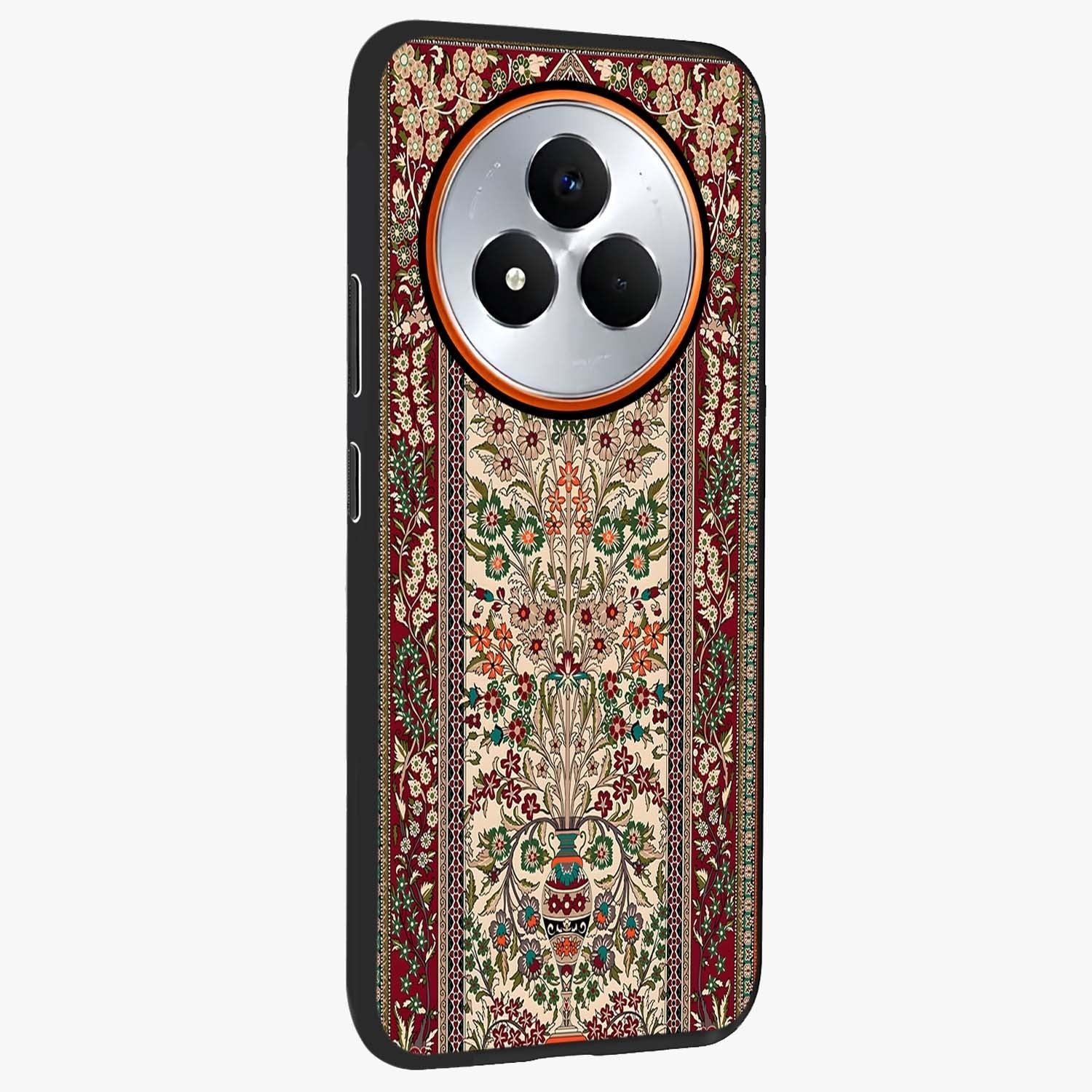 Persian Inspired Glass Case upright view showcasing decorative Persian artwork with rich heritage theme.
