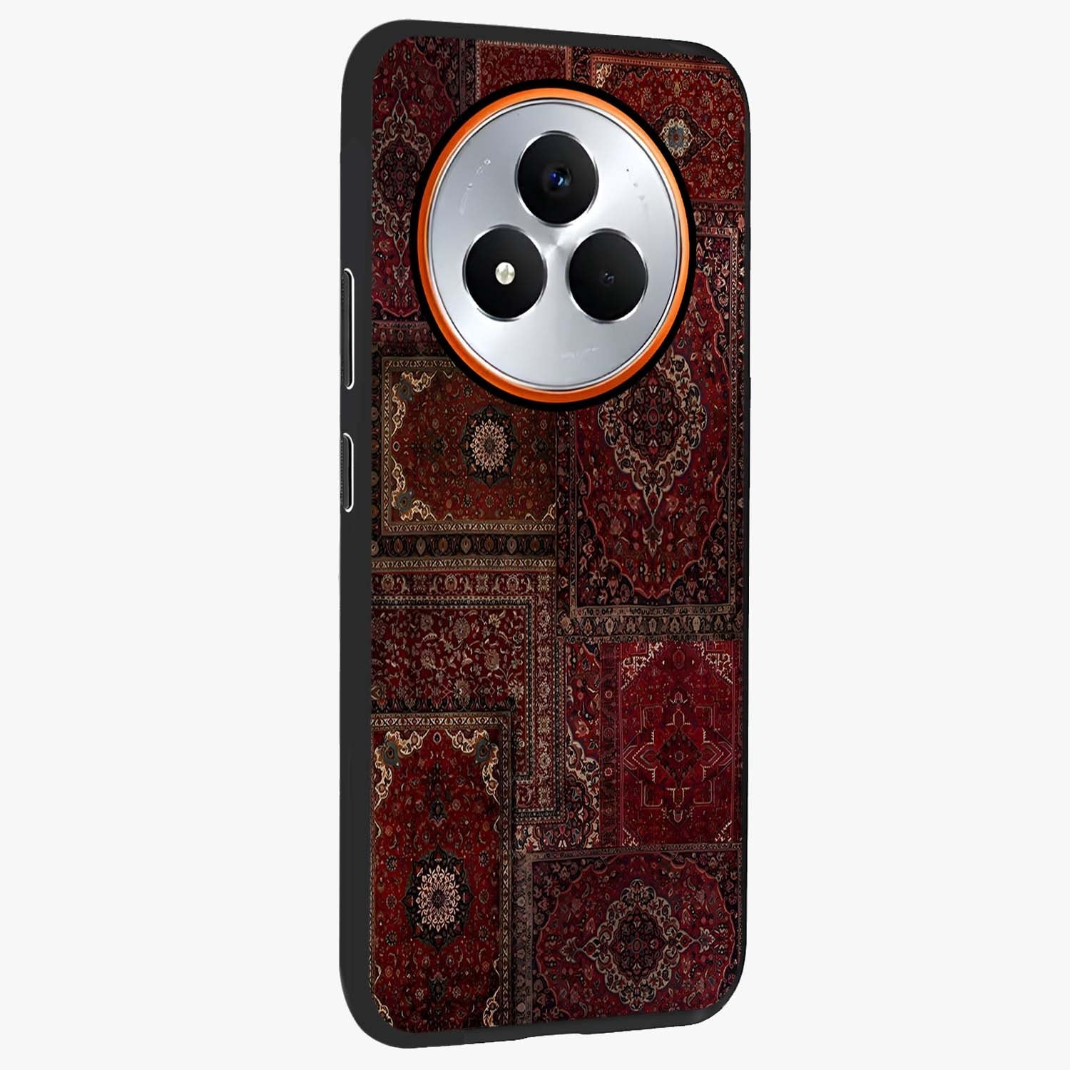 Persian Velvet Tale Glass Case upright view showcasing elegant Persian artwork with classic heritage theme.