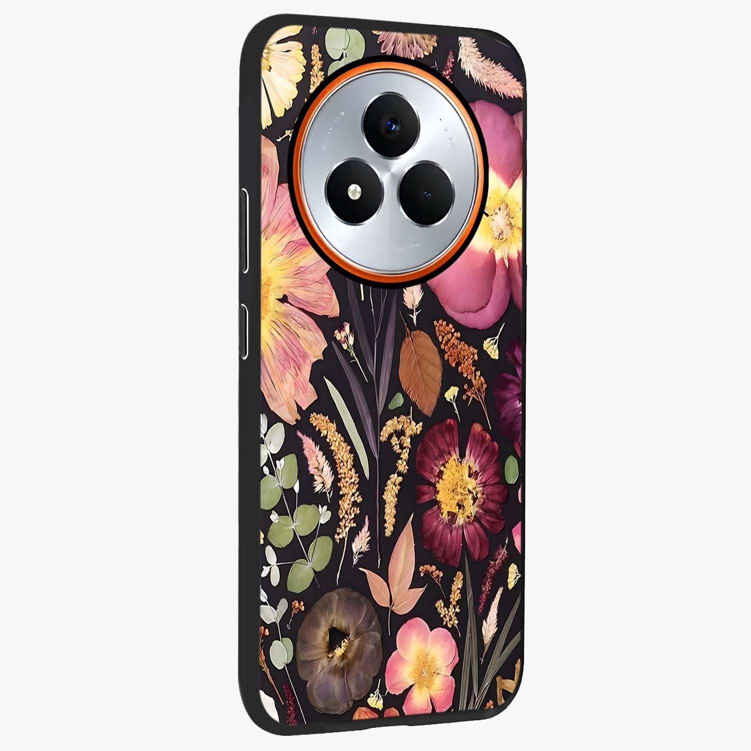 Petal Dream Tapestry Glass Case upright view showcasing detailed floral tapestry artwork with artistic nature theme.