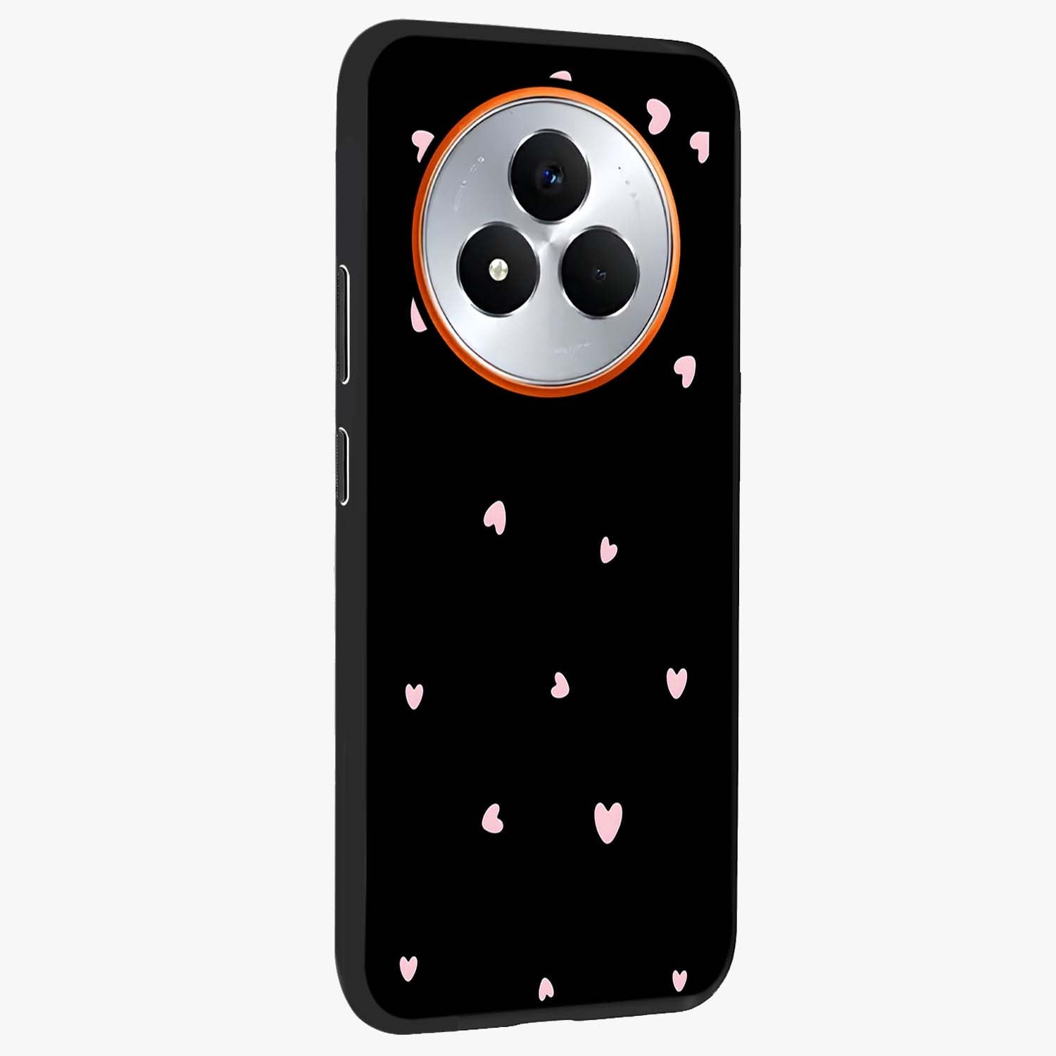 Pink Love Drops Glass Case upright view showcasing charming heart drop artwork with romantic playful theme.