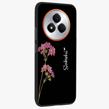 Riching Lavender Flower Custom Name Glass Case upright view showcasing elegant lavender floral artwork with personalized aesthetic.