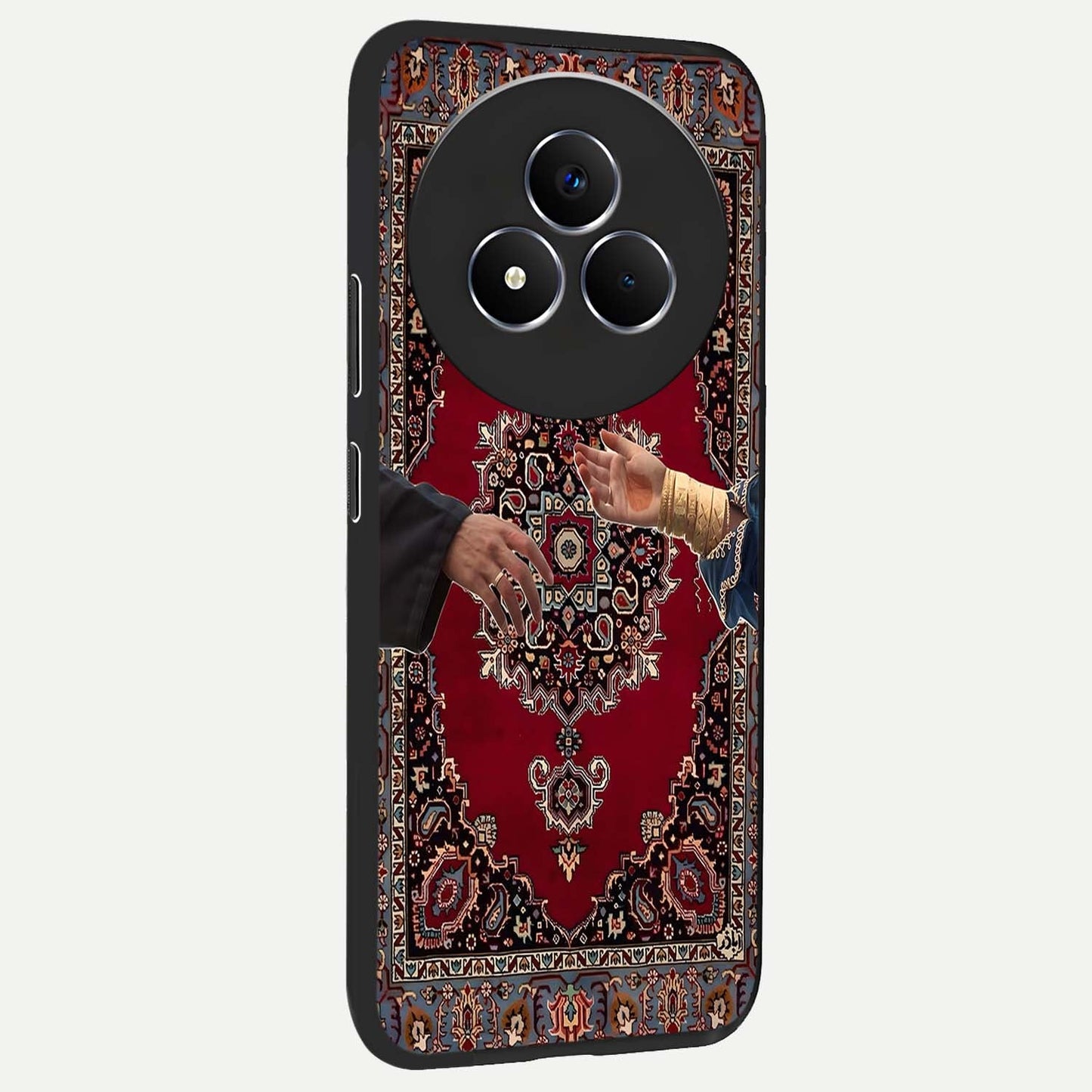 Royal Touch Reach Glass Case upright view showcasing stylish royal inspired artwork with graceful theme.