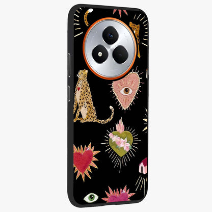 Sacred Jungle Heart Glass Case upright view showcasing vibrant jungle artwork with symbolic heart theme.