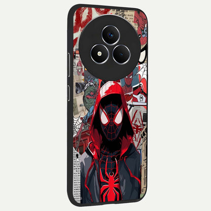 Spider Collage Street Glass Case upright view showcasing bold superhero artwork with urban street theme.