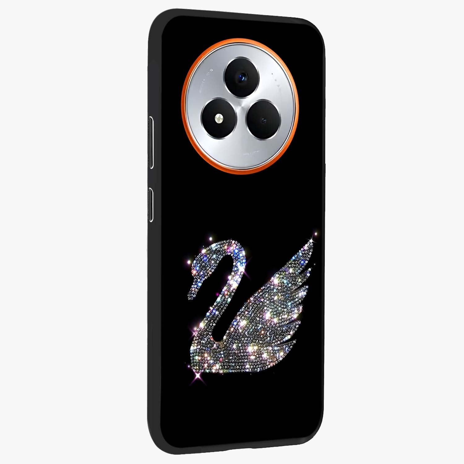 Starlit Swan Grace Glass Case upright view showcasing beautiful swan artwork with peaceful night themed design.