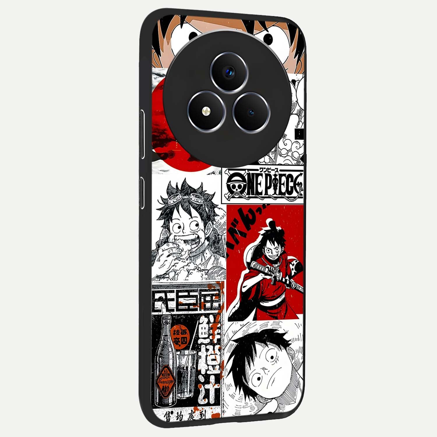 Strawhat Chaos Panels Glass Case upright view showcasing energetic anime artwork with bold adventure theme.