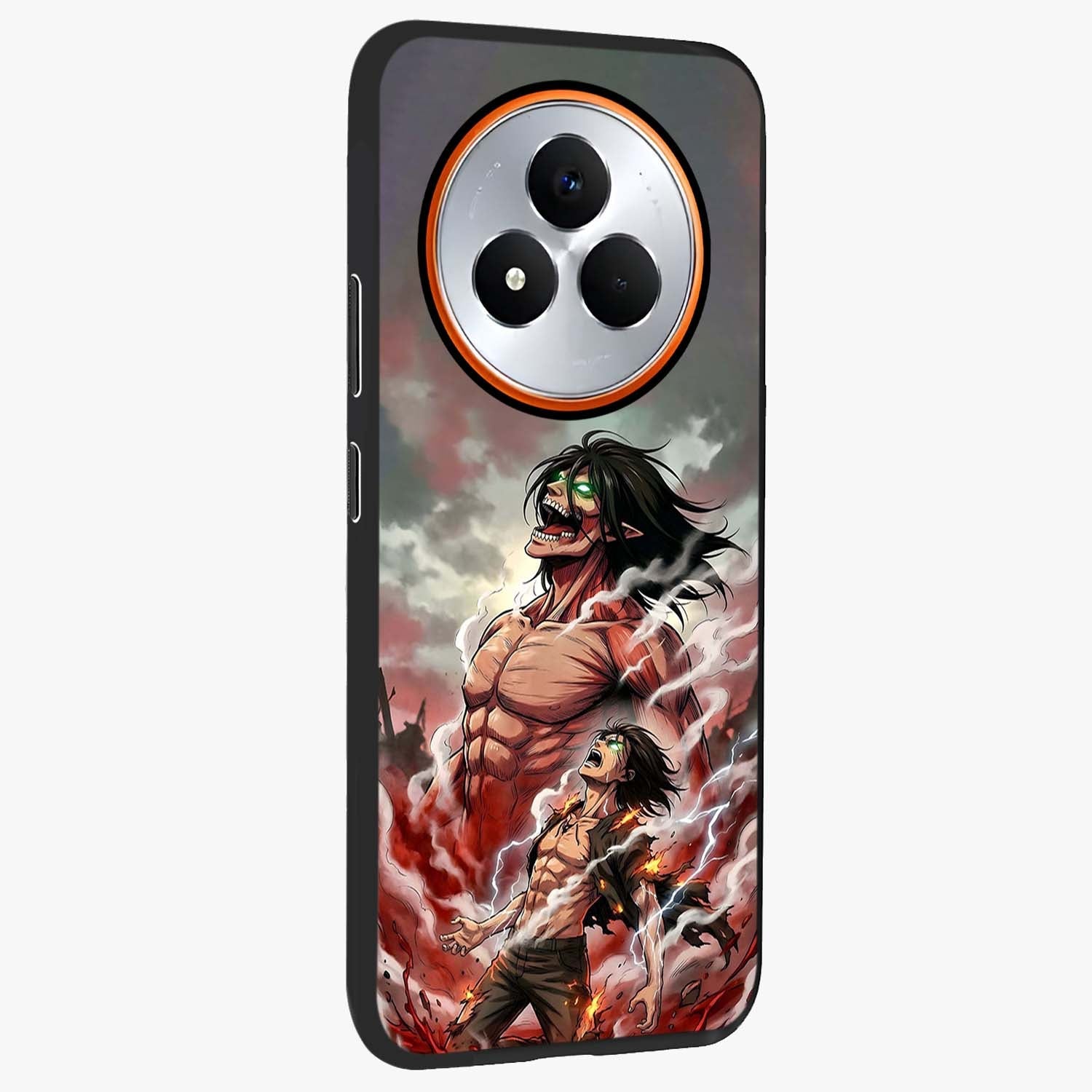Titan Awakening Fury Glass Case upright view showcasing intense titan artwork with epic fantasy theme.