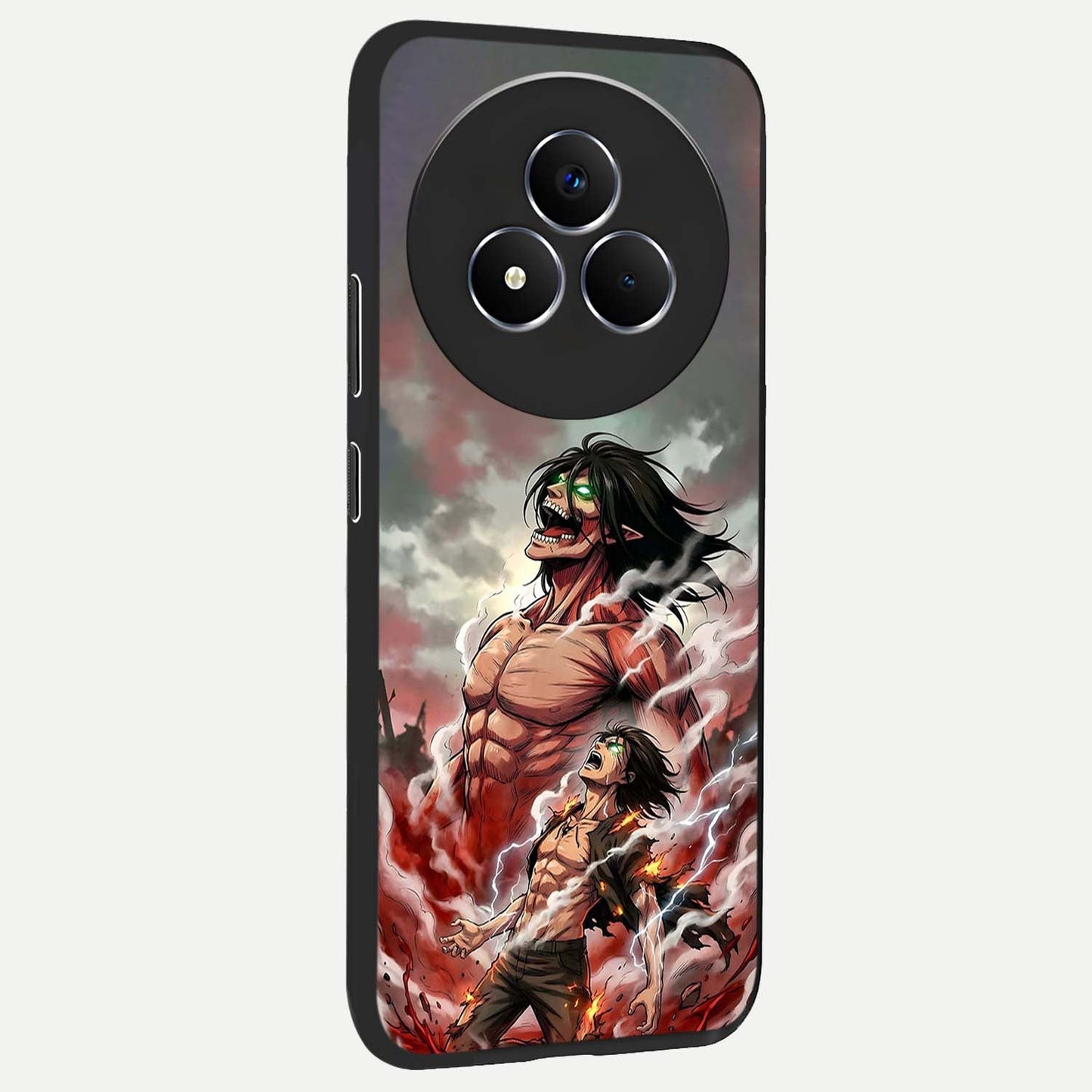 Titan Awakening Fury Glass Case upright view showcasing intense titan artwork with epic fantasy theme.