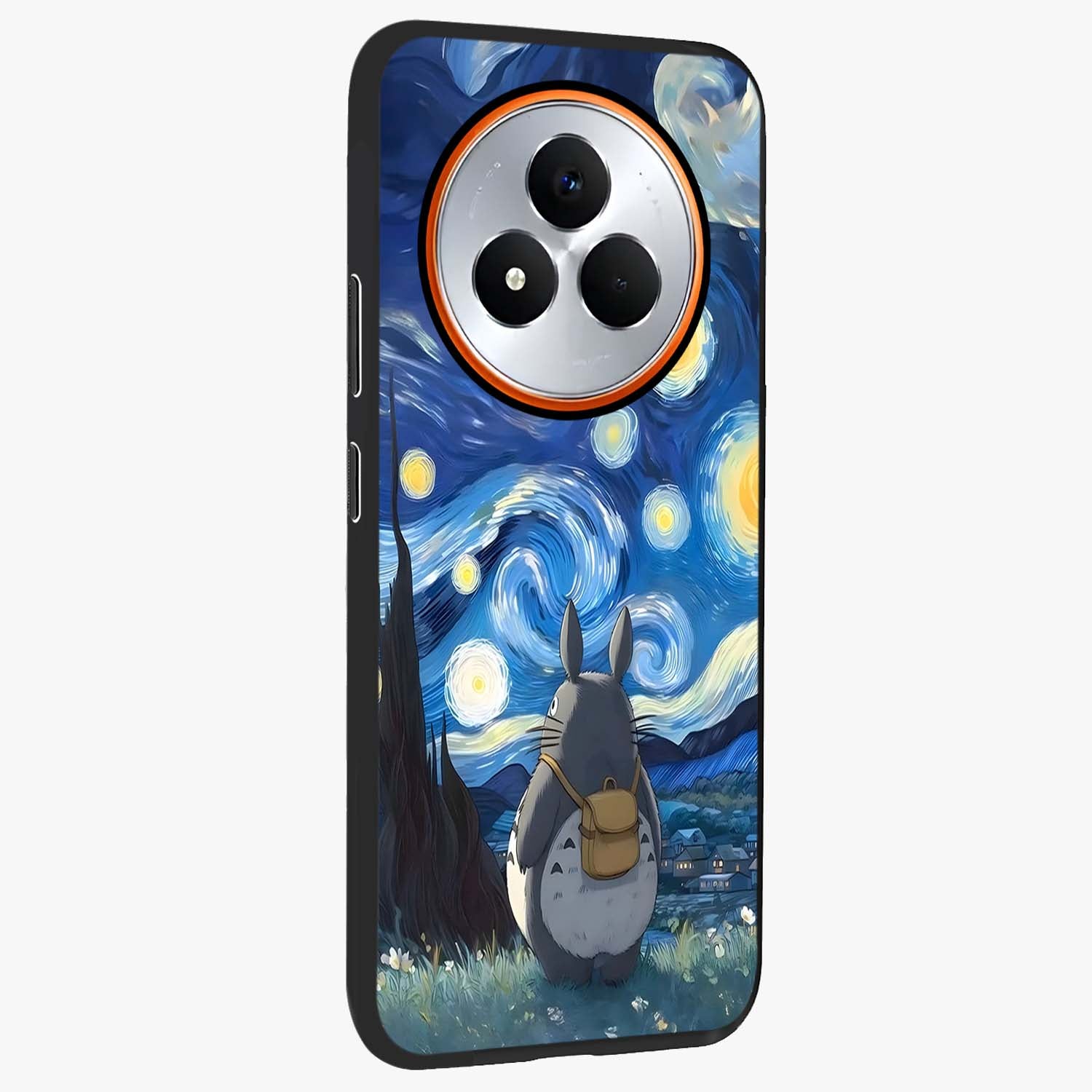 Totoro In Van Gogh Art Glass Case upright view showcasing creative character artwork with painterly artistic theme.