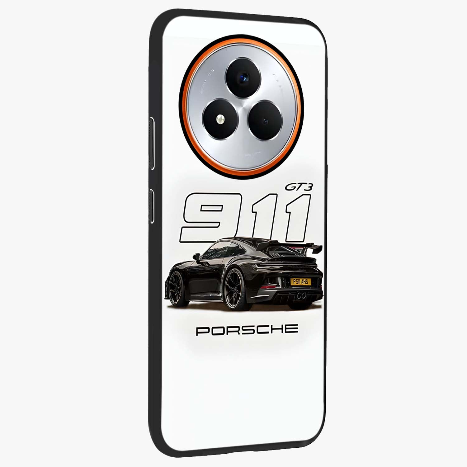 Turbo Legacy Icon Glass Case upright view showcasing bold racing inspired artwork with classic car theme.
