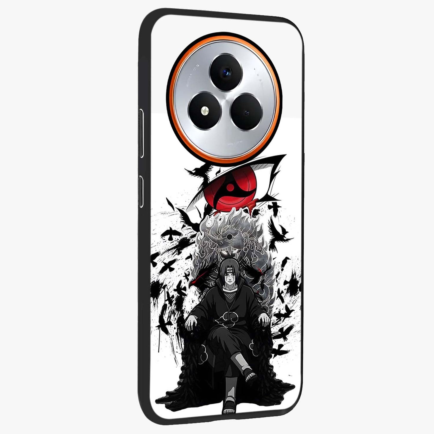 Uchiha Shadow Throne Glass Case upright view showcasing magical underwater galaxy artwork with vibrant cosmic theme.