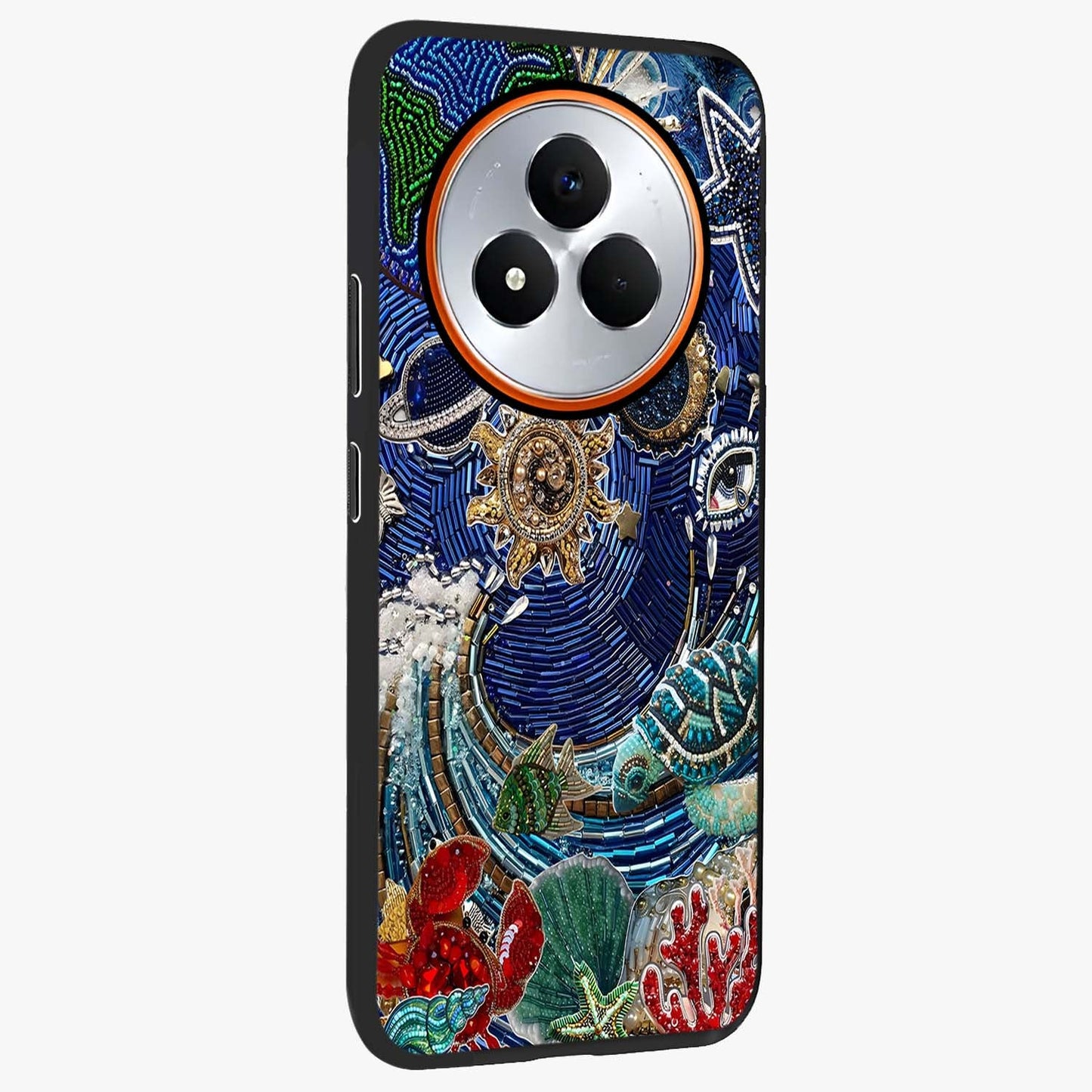 Universe Underwater Spark Glass Case upright view showcasing magical underwater galaxy artwork with vibrant cosmic theme.
