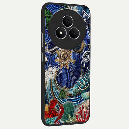 Universe Underwater Spark Glass Case upright view showcasing magical underwater galaxy artwork with vibrant cosmic theme.