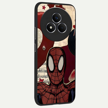 Web Warrior Vibes Glass Case upright view showcasing energetic superhero artwork with bold action theme.