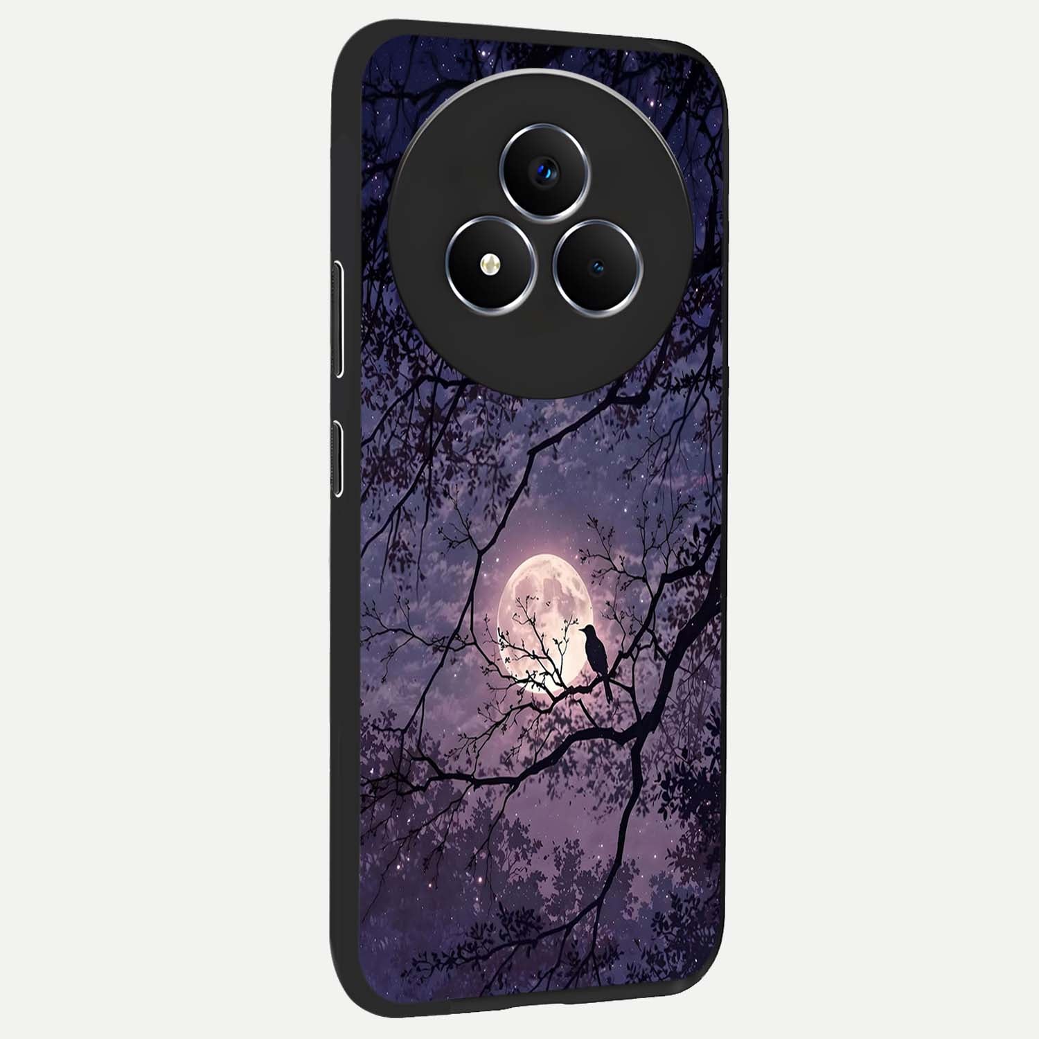 Whispering Moon Silence Glass Case upright view showcasing peaceful moon artwork with tranquil celestial theme.