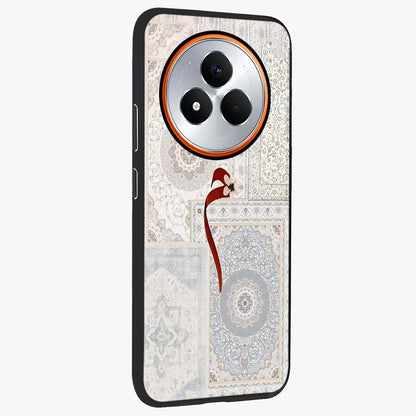 White Aesthetic Bow Glass Case upright view showcasing delicate ribbon bow artwork with cute minimalist theme.