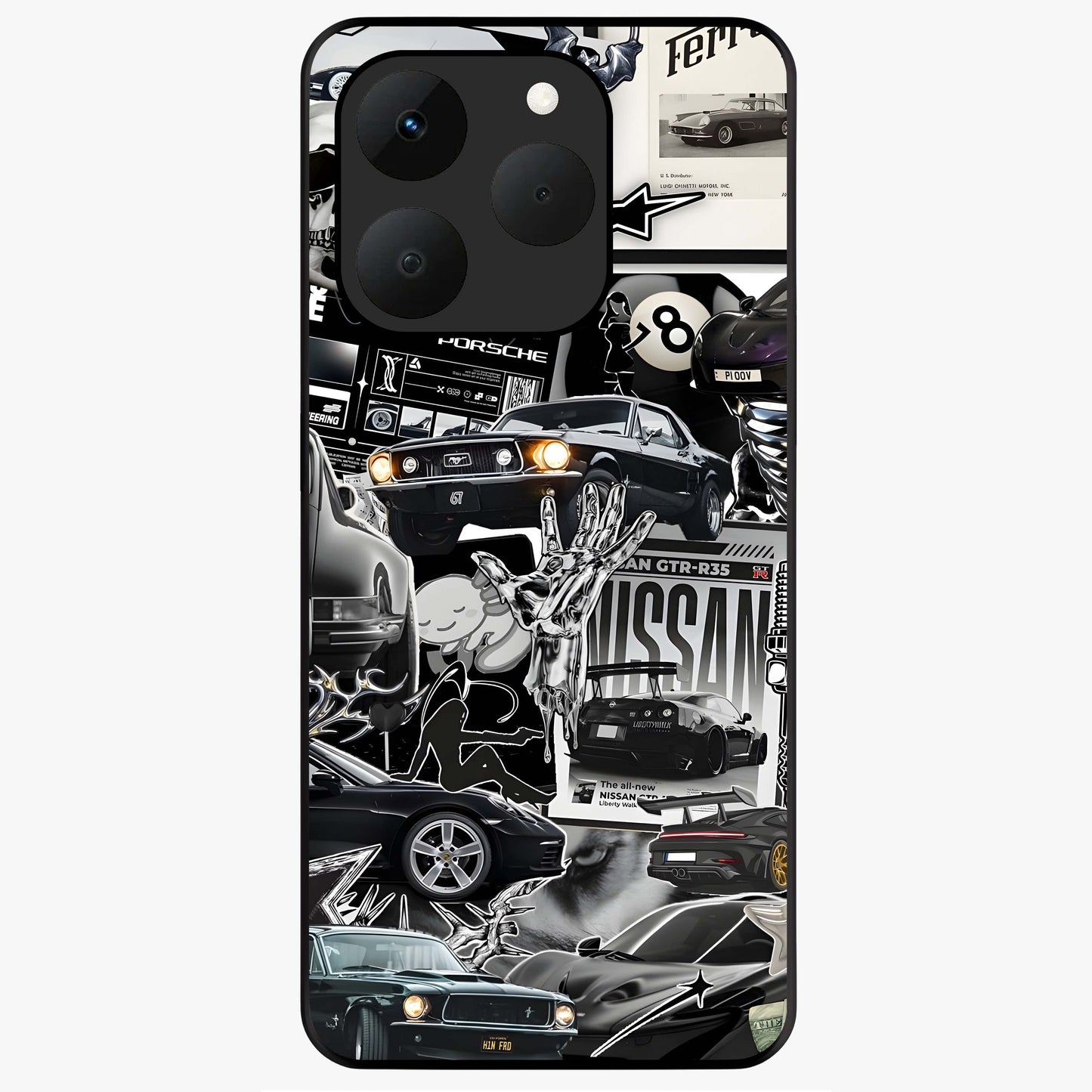 Aesthetic Dark Love Glass Case showing flat back view with dark romantic artwork and glossy glass finish.
