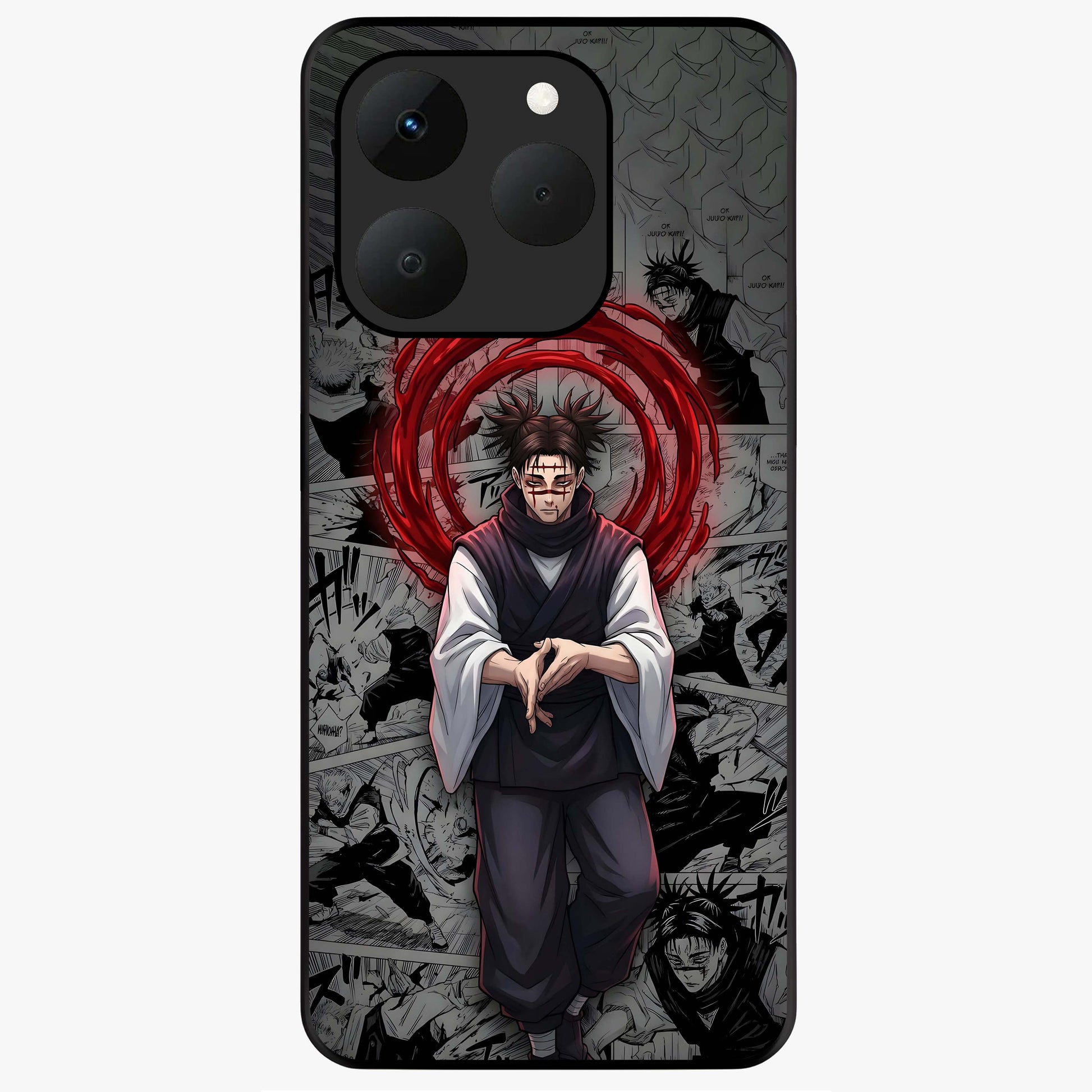 Cursed Ritual Ascension Glass Case showing flat back view with dark ritual themed artwork and glossy glass finish.