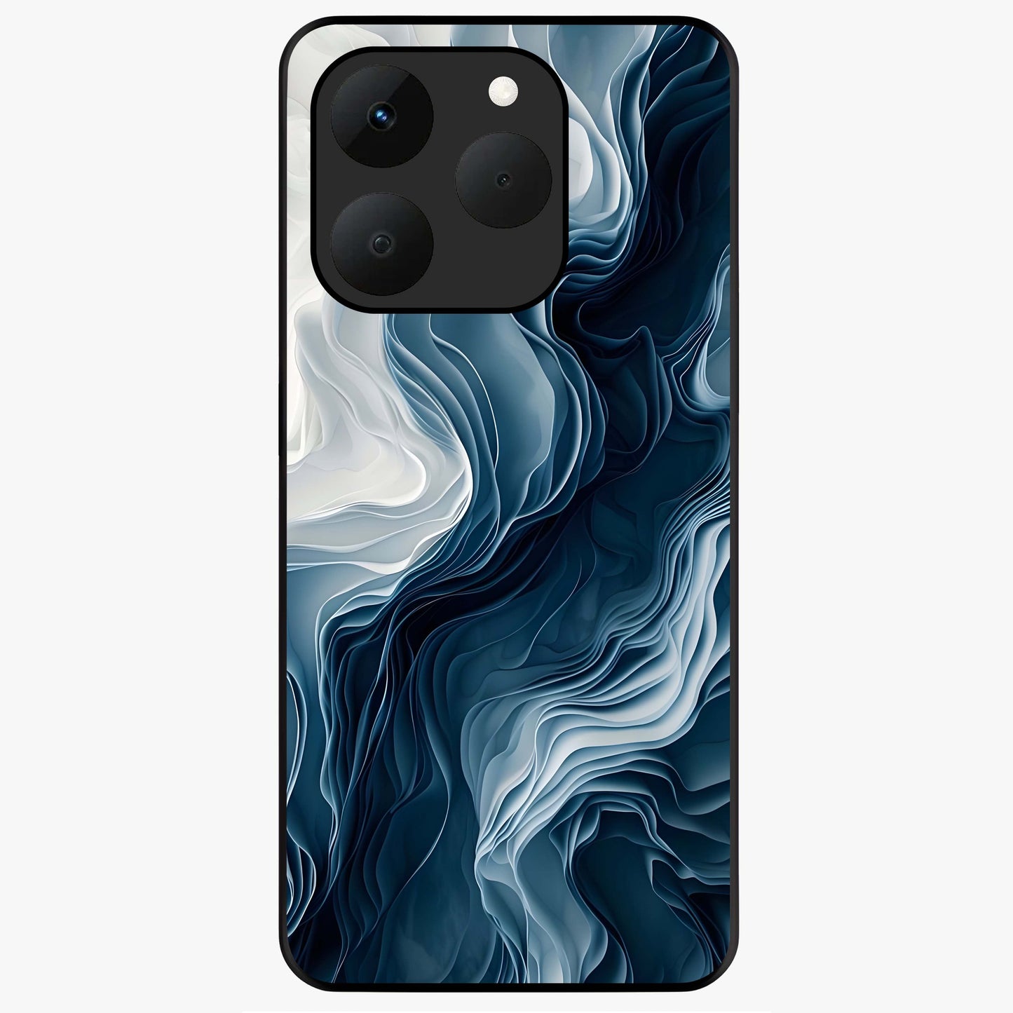 Ethereal Paper Marble Glass Case showing flat back view with soft marble paper texture artwork and glossy glass finish.
