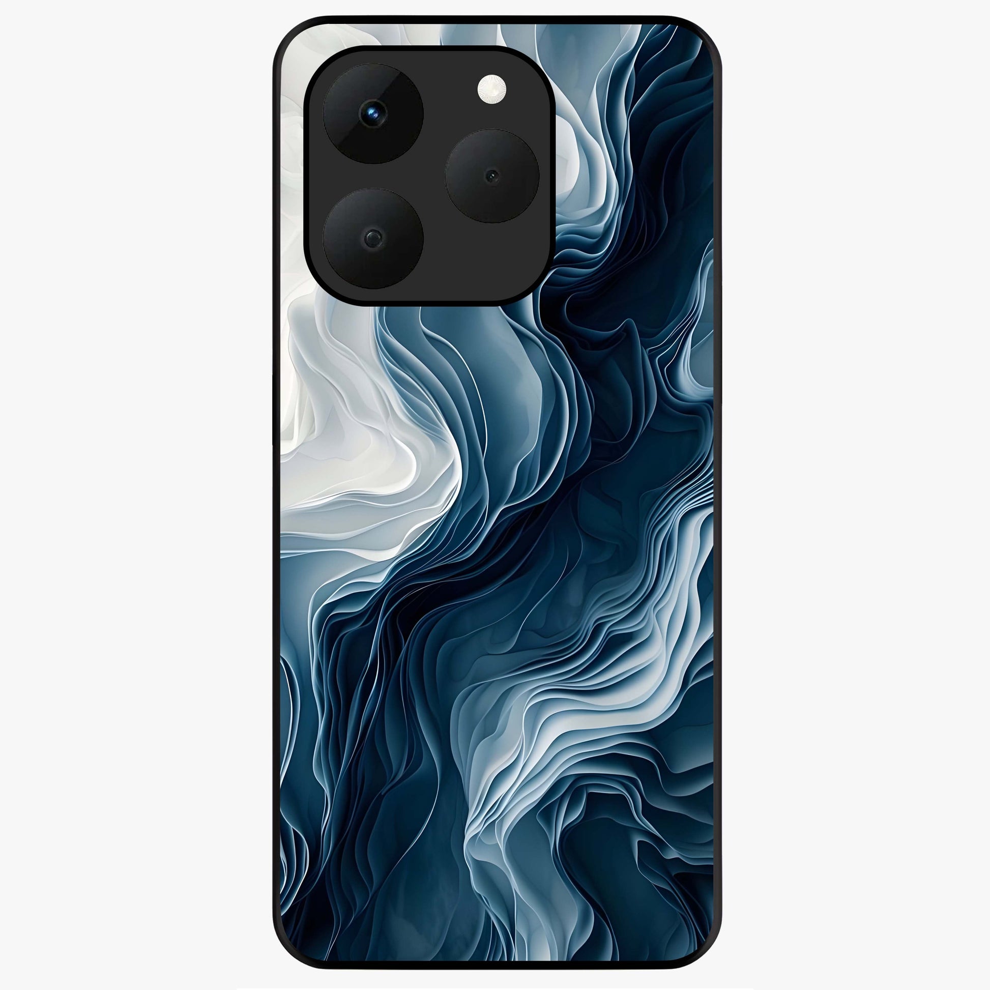 Ethereal Paper Marble Glass Case showing flat back view with soft marble paper texture artwork and glossy glass finish.