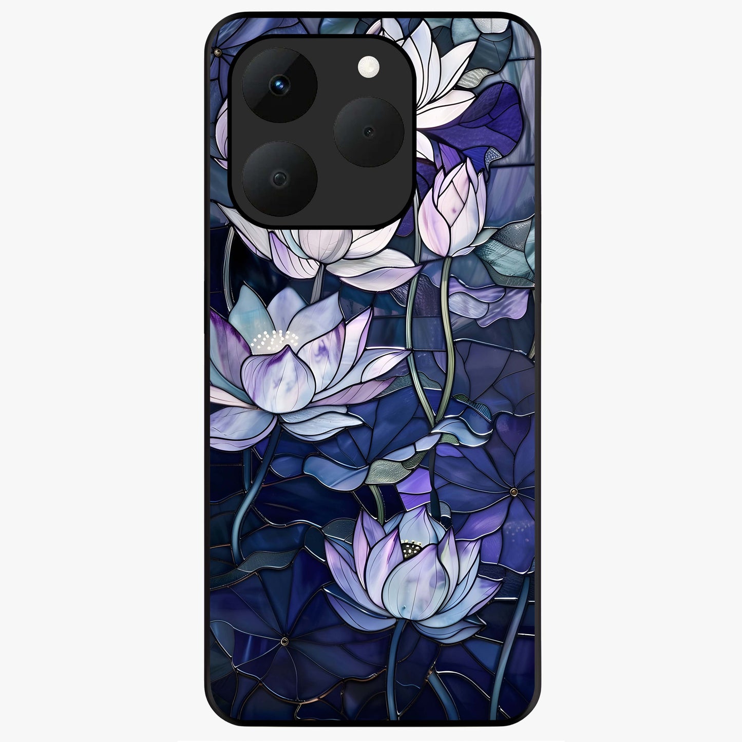 Gloss Petal Rush Glass Case showing flat back view with glossy flower petal artwork and smooth glass finish.